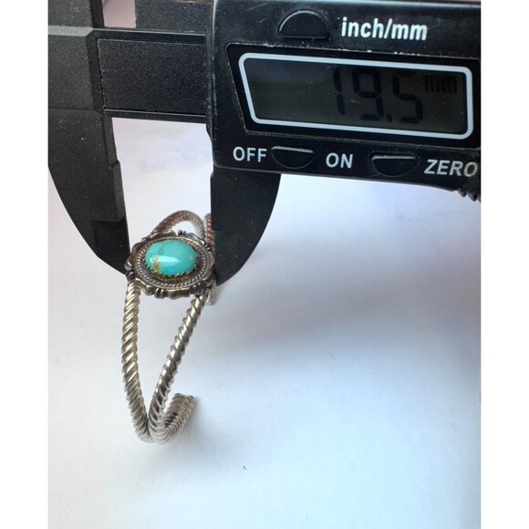 Estate R. Bennett Sterling Silver 925 Turquoise Cuff Bracelet 6" Vintage Navajo - Picture 8 of 9